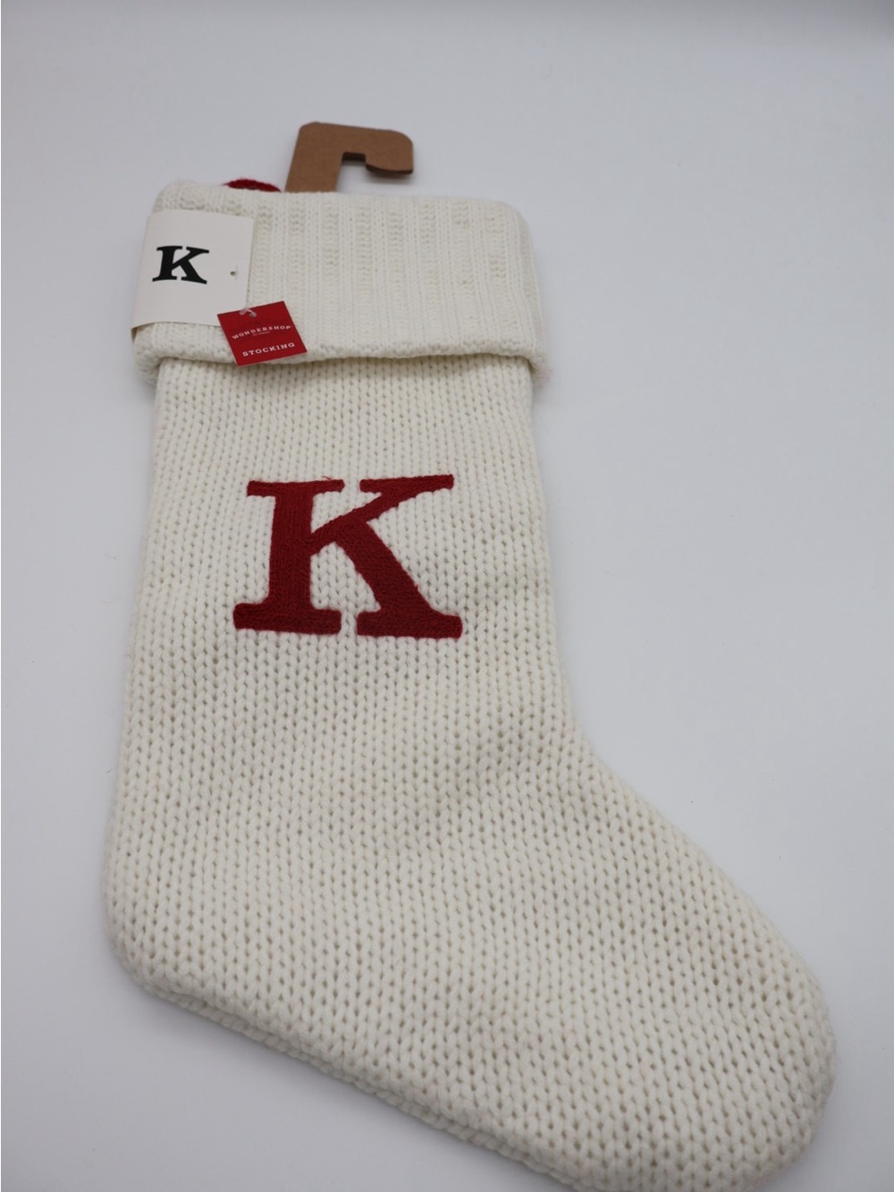 Kangol Cream Knit Stocking with Red K Monogram